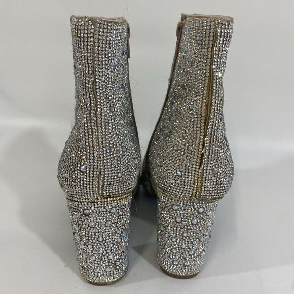Betsey Johnson Cady Go Go Ankle Boots Silver Rhinestone Disco Dancing 9.5 - Picture 6 of 12